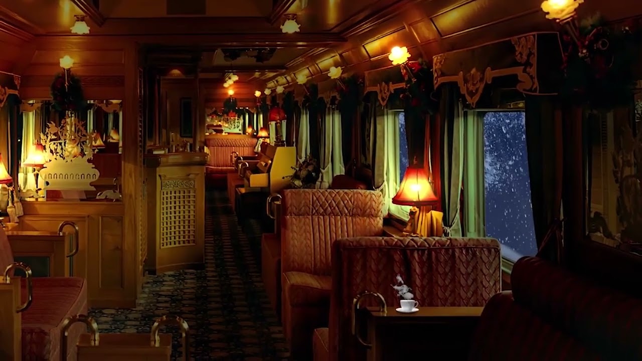 Cozy Train Cabin Ambience with Blizzard and Train Sounds