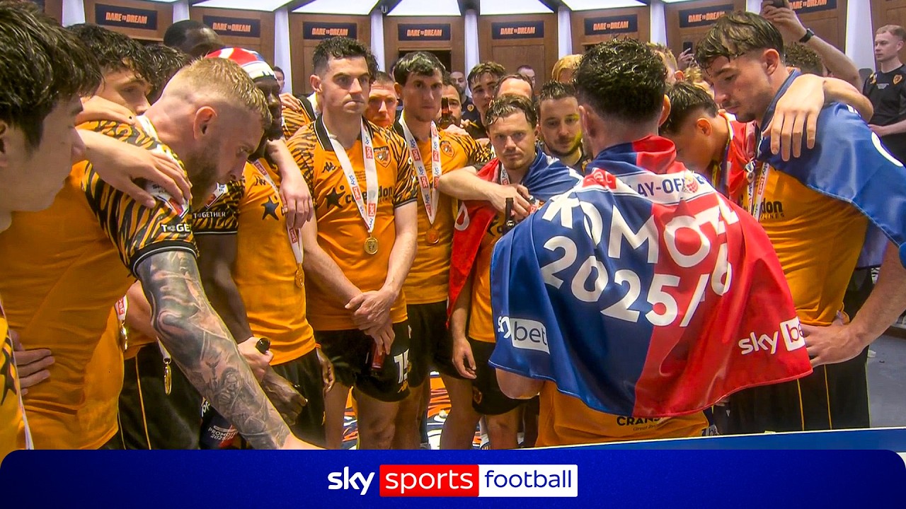 Lewie Coyle changing room speech to Hull City players after promotion 🗣️