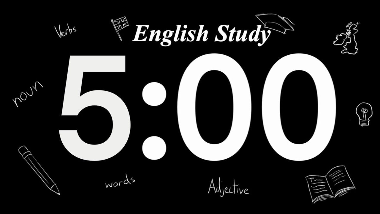 5 Minute English Study Timer | Lock in (Clock tick with alarm at end ⏰)