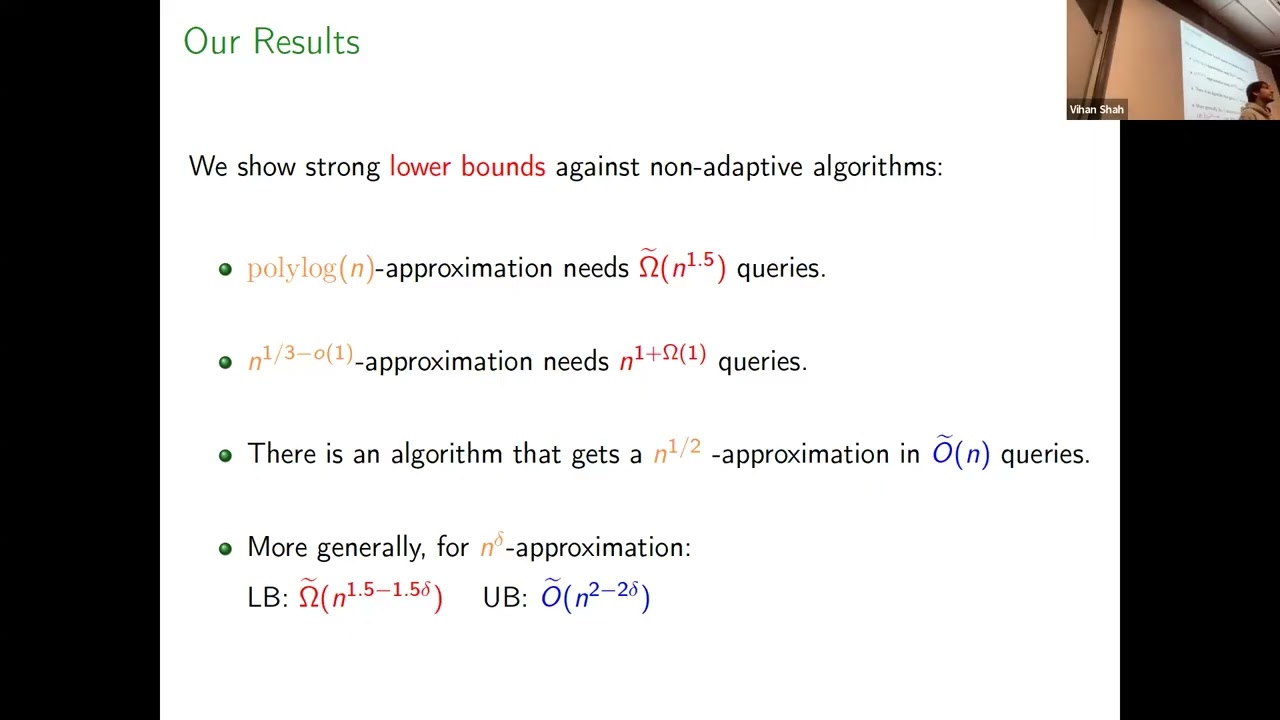 A&C Seminar: Vihan Shah - sublinear-time lower bounds for approximating matching size non-adaptively