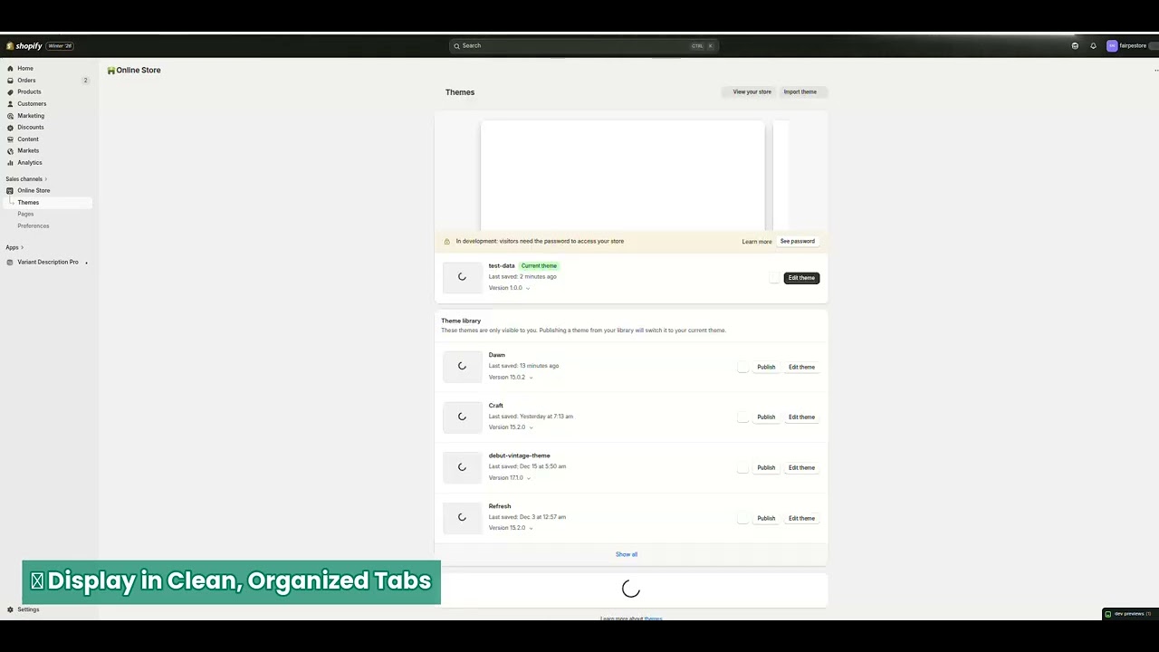 Variant Description Pro Shopify app Demo