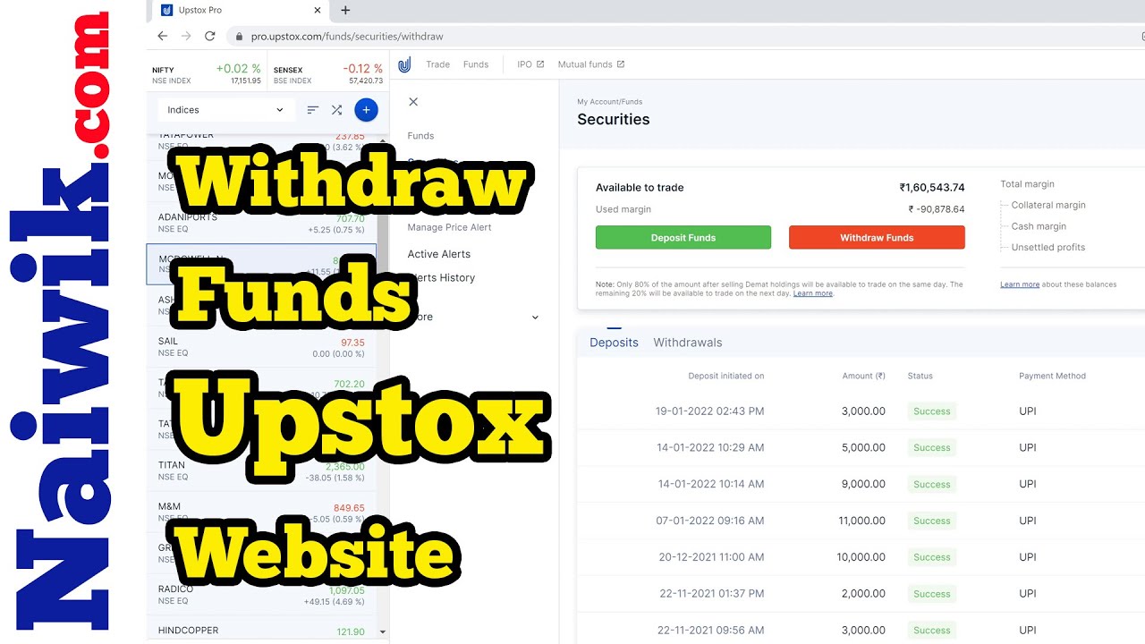 How to withdraw funds from Upstox website