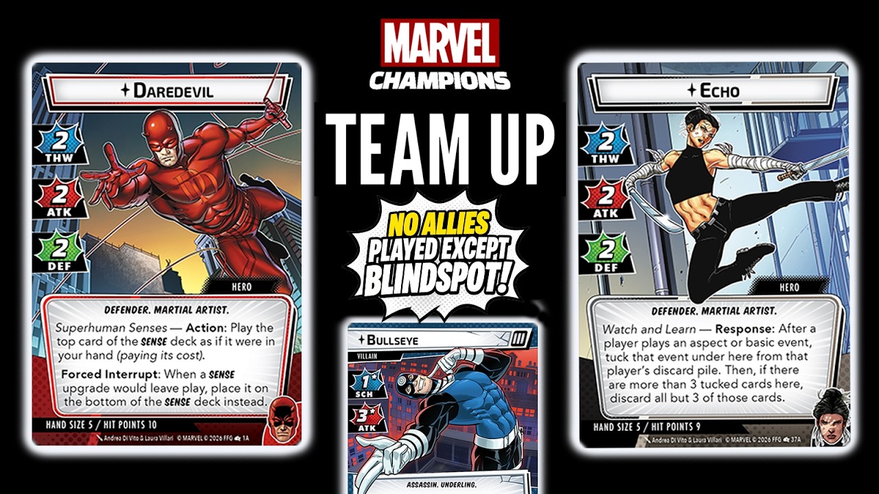 Marvel Champions 2 Handed Gameplay: DAREDEVIL & ECHO vs Expert Bullseye | Fear No Evil Precon Decks