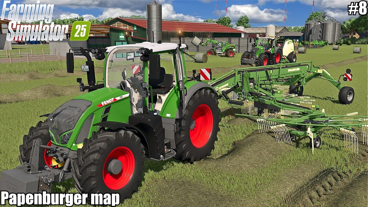 WINDROWING and BALING HAY BALES │Papenburger Map│FS 25│8