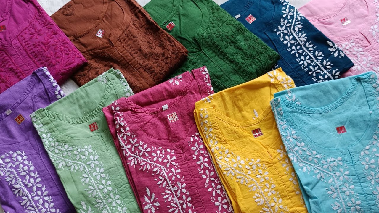 Chikankari Cotton Kurtis...Free Shipping.