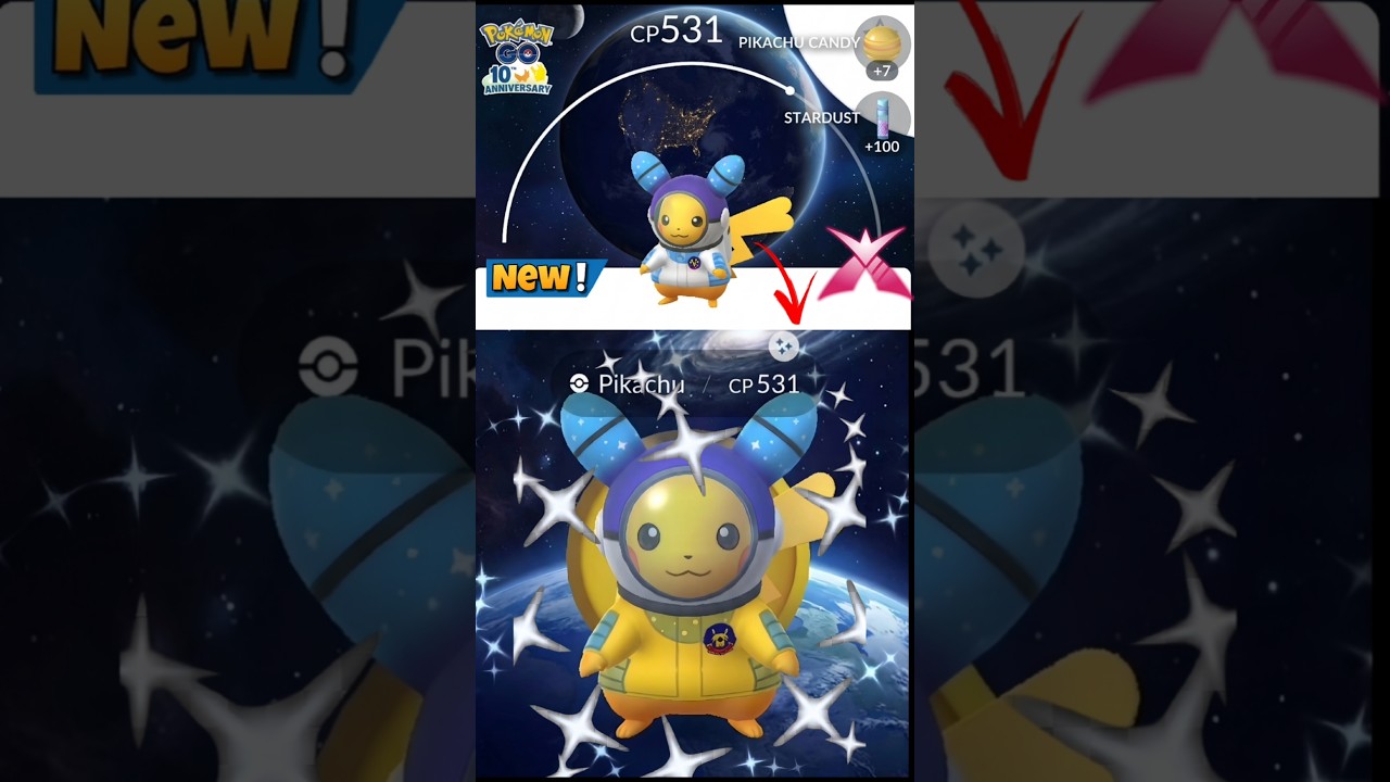 Как я поймал ✨️блестящего Пикачу в скафандре в рейде Pokemon Go