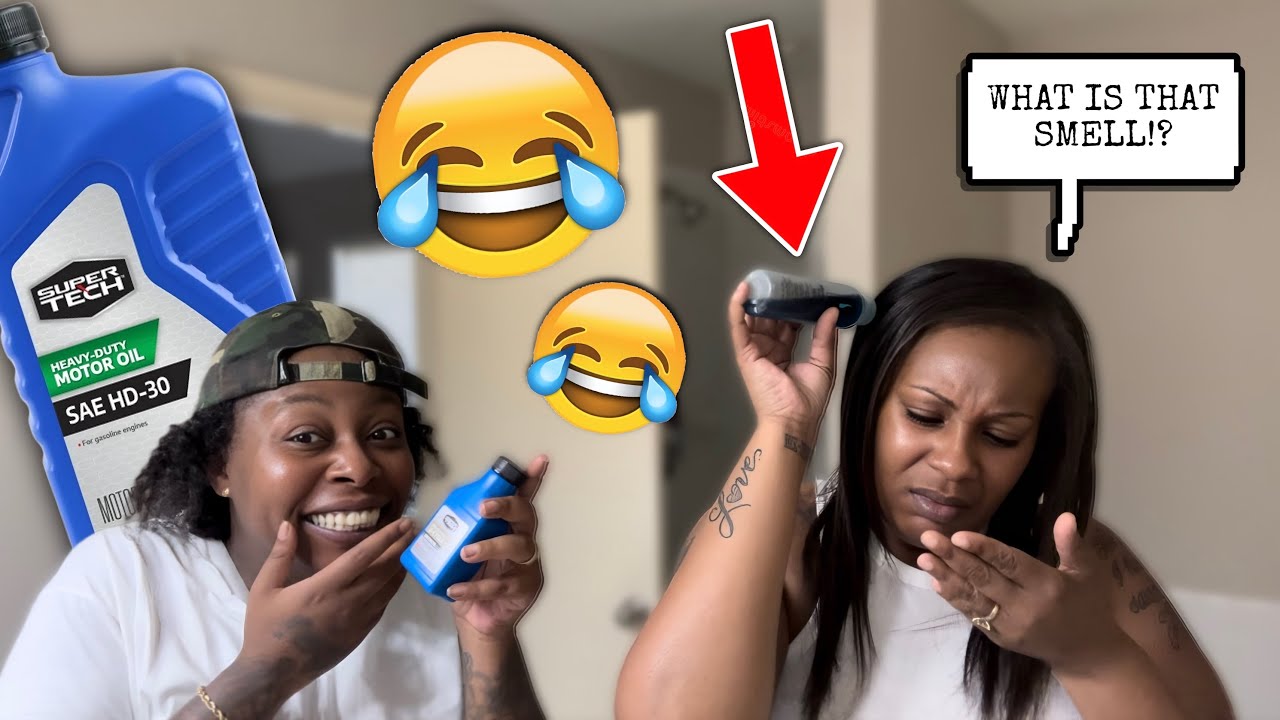 REPLACING MY WIFE HAIR OIL WITH “CAR OIL” TO SEE HER REACTION *GONE WRONG*