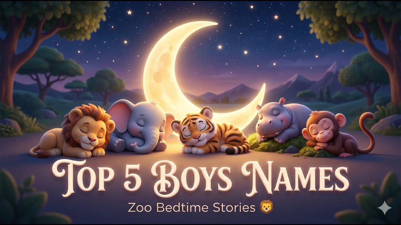 Top 5 Boys Names 🦁 Zoo Bedtime Stories | Calming Sleep Music for Kids | Personalized Lullaby