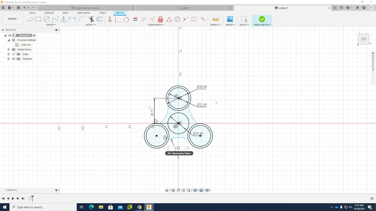 How to design a fidget spinner on Fusion 360