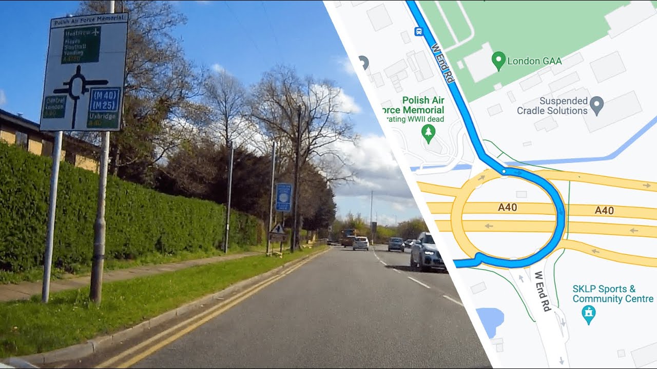 Polish Air Force Memorial Roundabout to Western Ave/A40