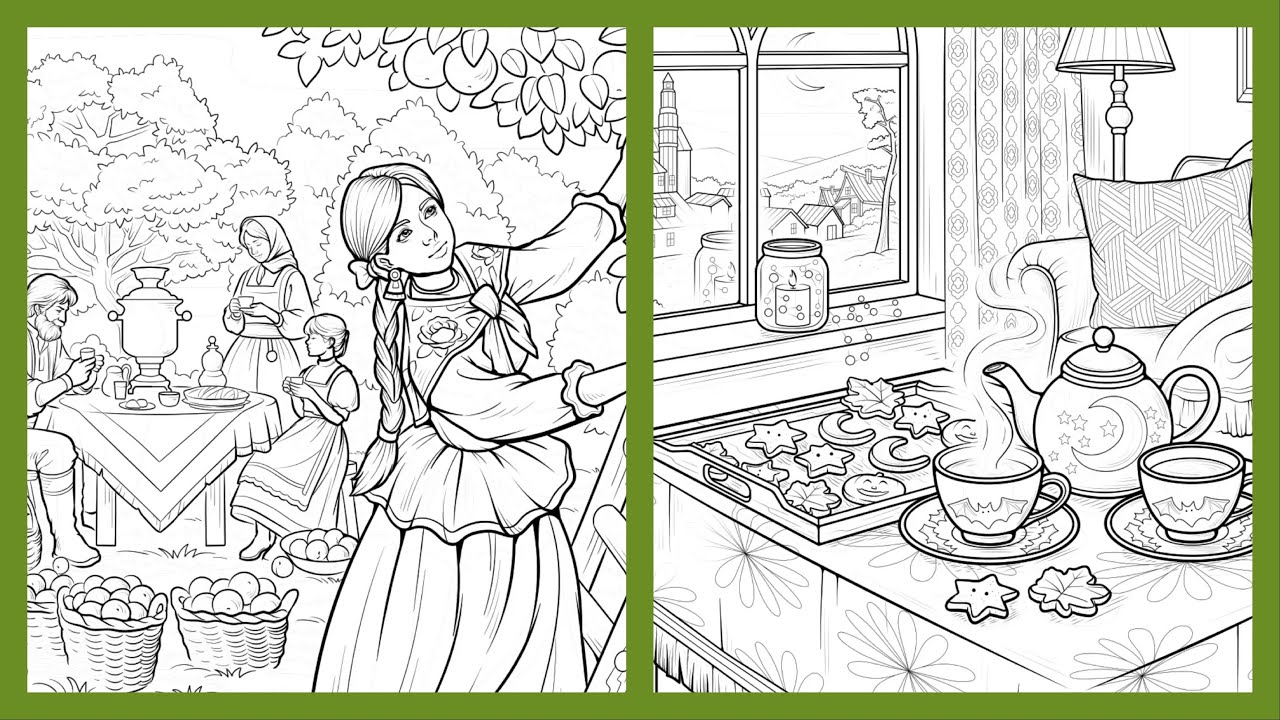 Color by Number  Zen Color app Apple Harvest Picnic & Nighttime Tea by Candlelight 