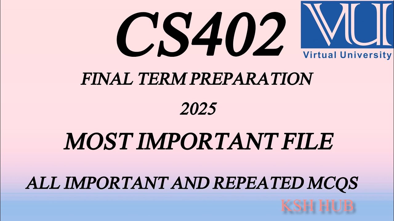 CS402 FINAL TERM PREPARATION 2025 ALL REPEATED MCQS