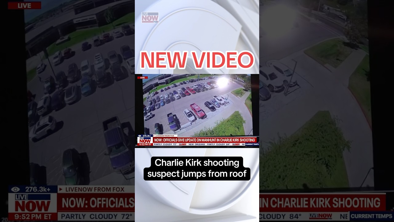 NEW VIDEO: Charlie Kirk shooting suspect jumps from roof