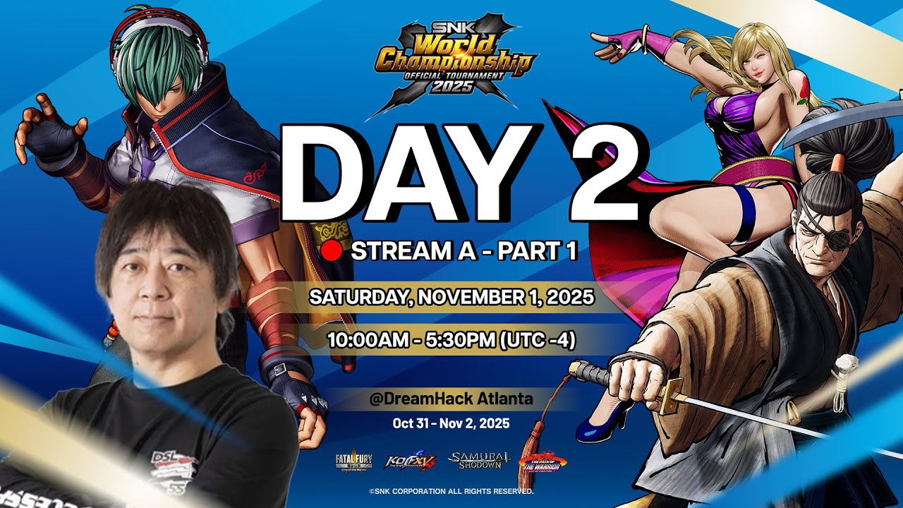 [PART 1] SNK World Championship 2025 - Day 2 STREAM A - SAMSHO, KOF XV & Obari-san Presentation