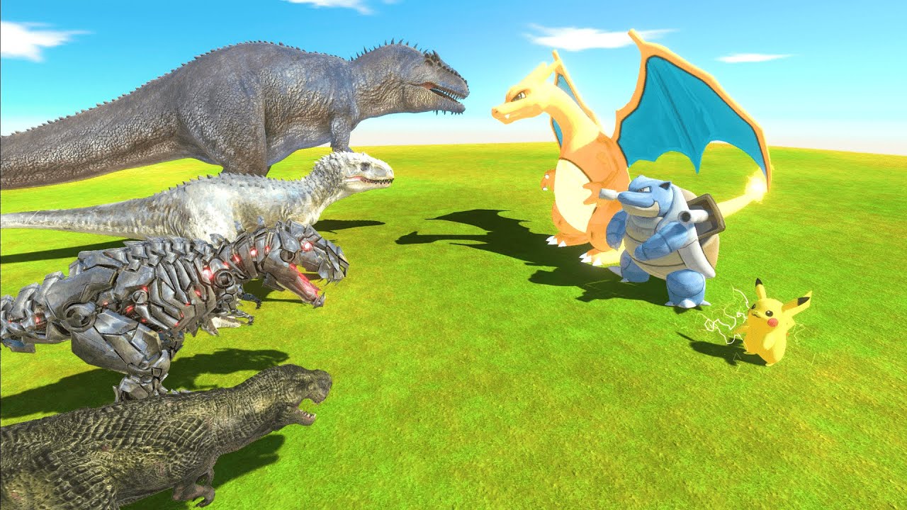 恐竜チームvsポケモンチームで対決！バトルやレースで勝負！勝つのはどっち！？　アニマルレボルトバトルシミュレーター