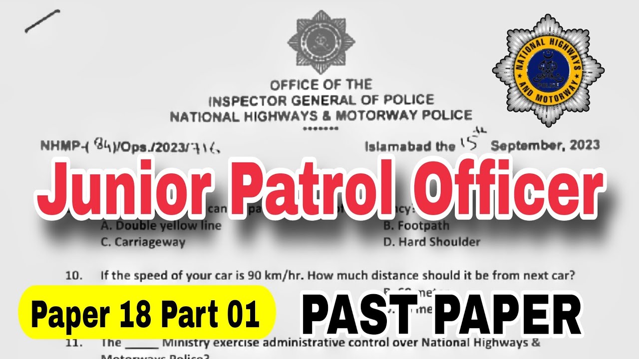 Junior Patrol Officer Paper 18 Part 02 | NH&MP | JPO test by UC Learning Tube |