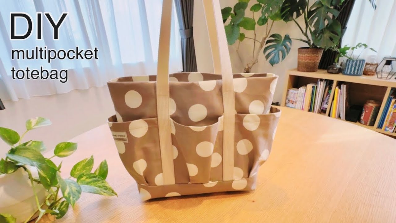 ポケットいっぱいトートバッグ作り方,How To Make Multipocket Totebag, Easy Sewing Tutorials ,Diy
