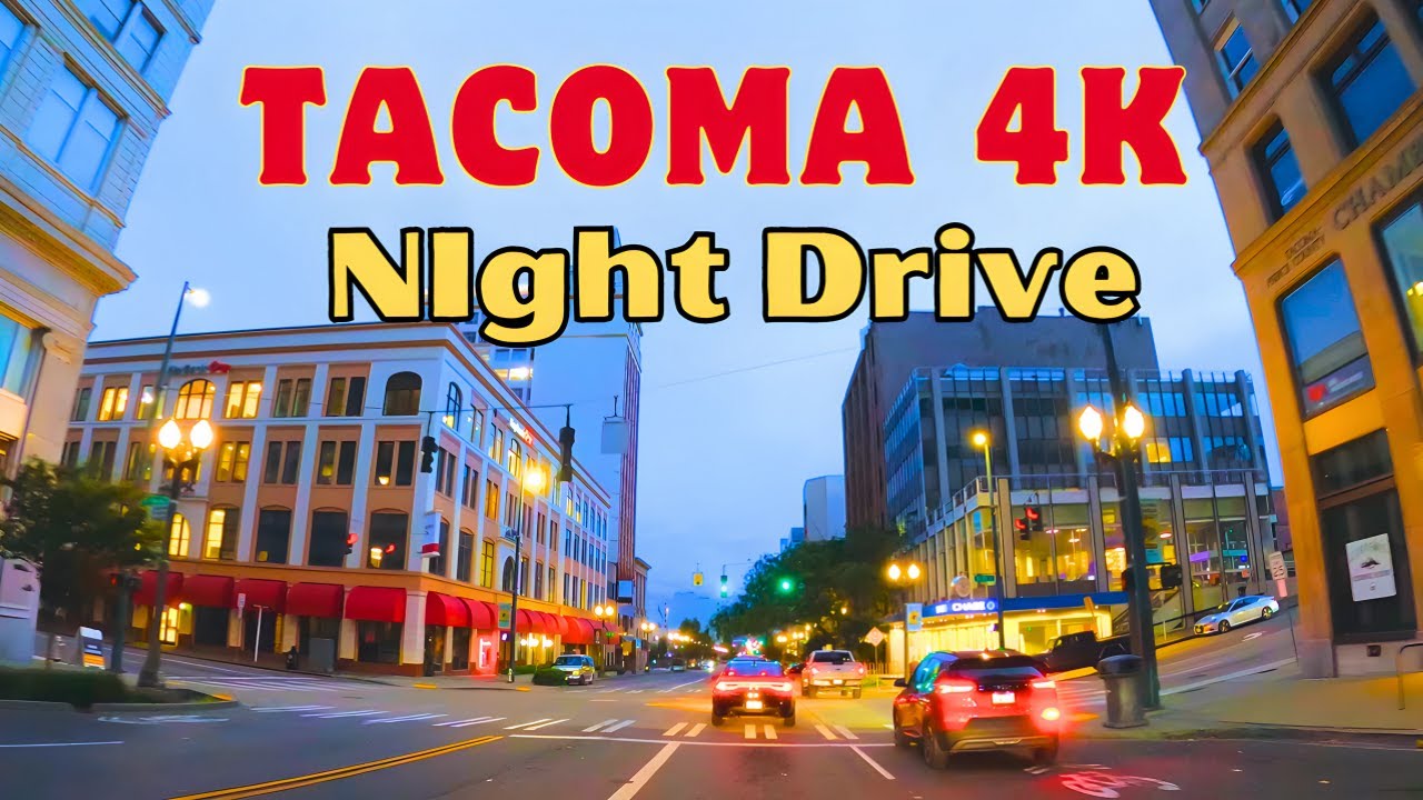 Downtown Tacoma Night Drive 4K | Washington's City Lights | USA | Travel Video 2024