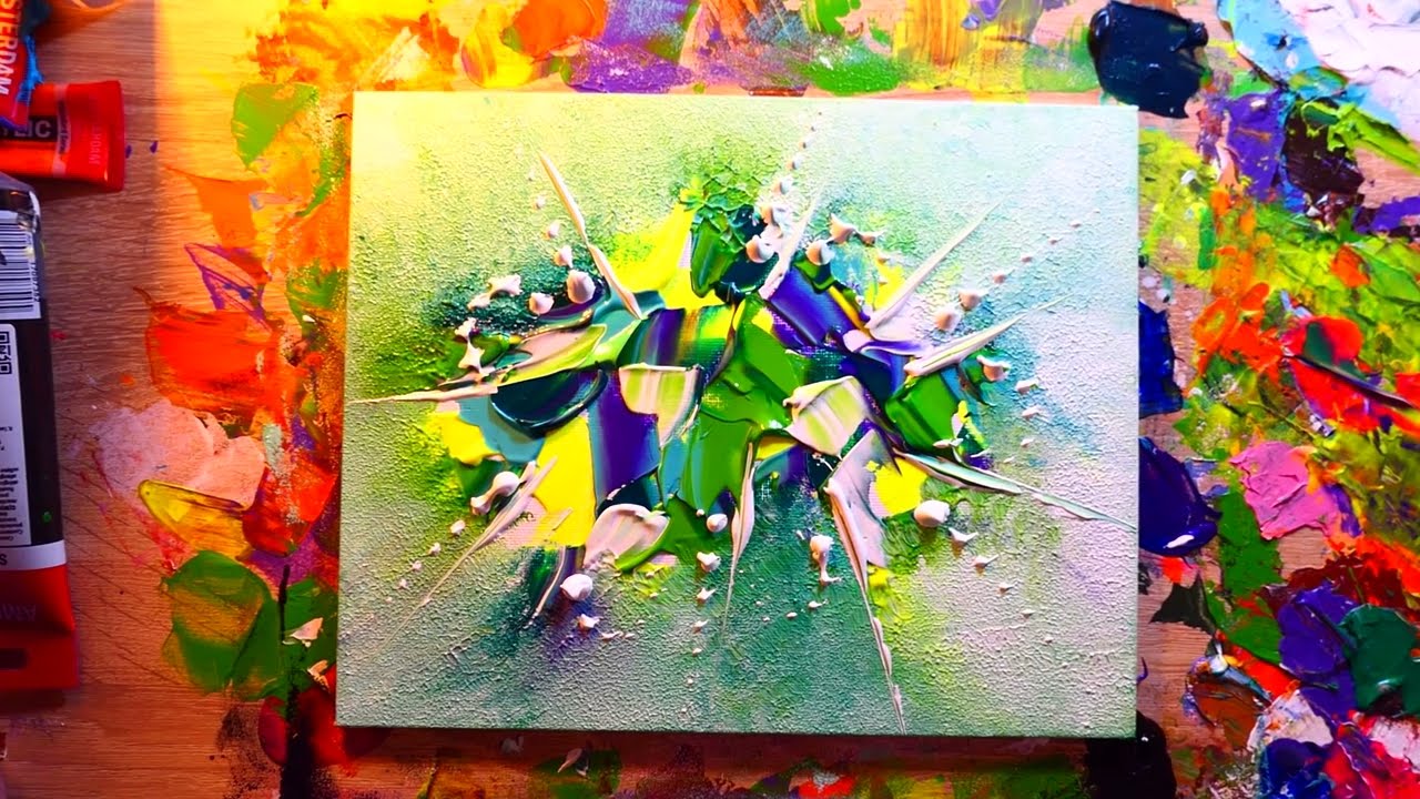 How To Paint Green Abstract Painting | Fun With Acrylics | Easy & Simple | Art Tutorial