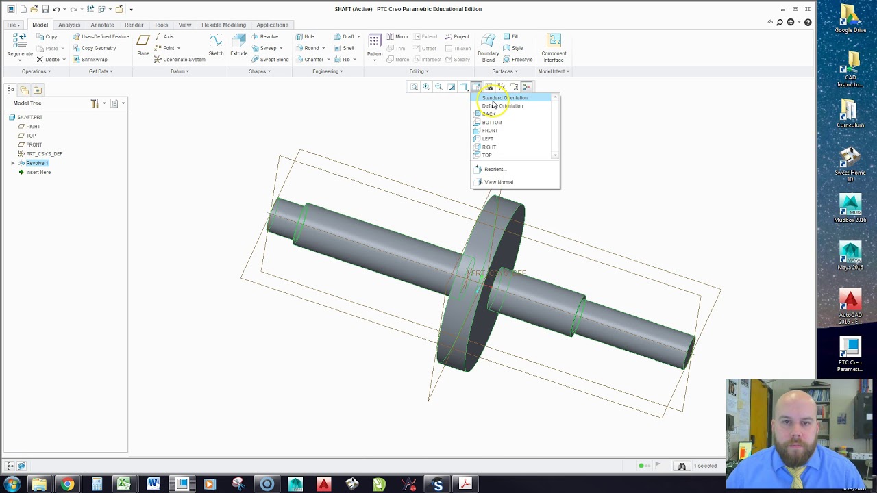 CREO: Creating the Shaft and Drawing Part 1