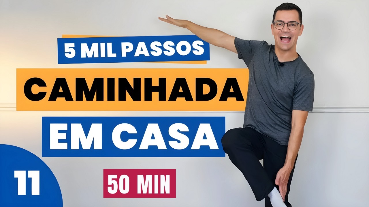 CAMINHADA EM CASA 11 | 5 MIL PASSOS COMPROVADOS | Nível 3 e 4 | Exercício sem impacto para emagrecer