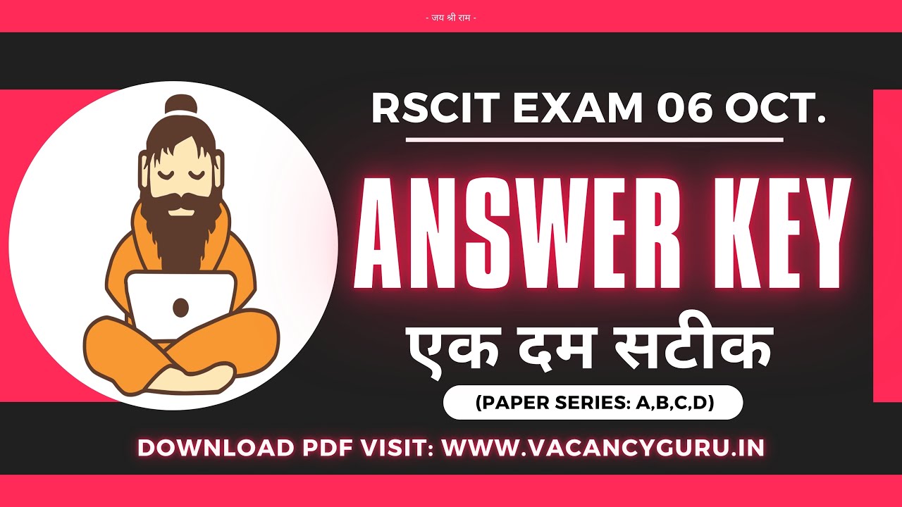RSCIT Answer key today RSCIT answer key 6 October 2024 RSCIT 6 October Answerkey Vacancyguru