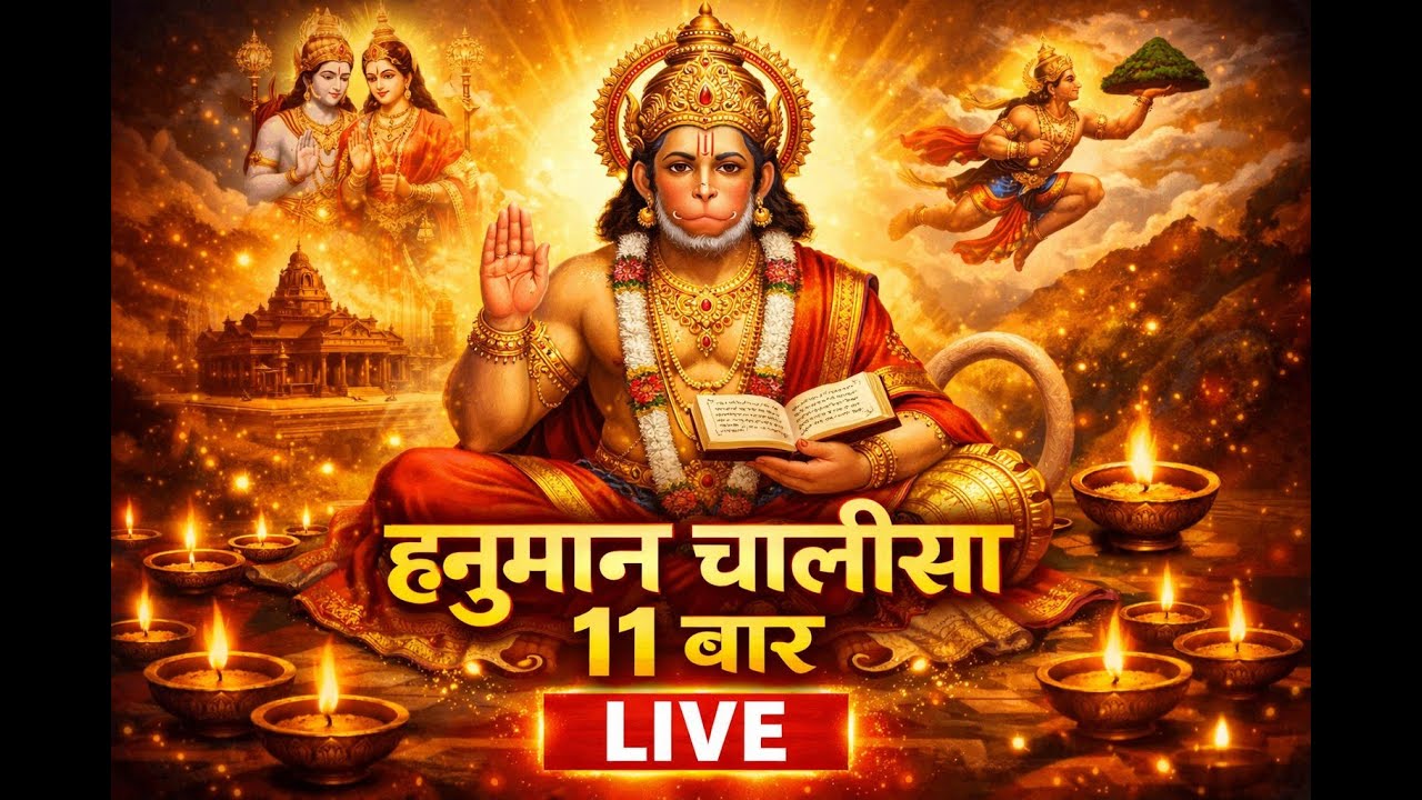 हनुमान चालीसा 11 बार LIVE 🔥 | Hanuman Chalisa 11 Times | Bajrangbali Bhajan Live