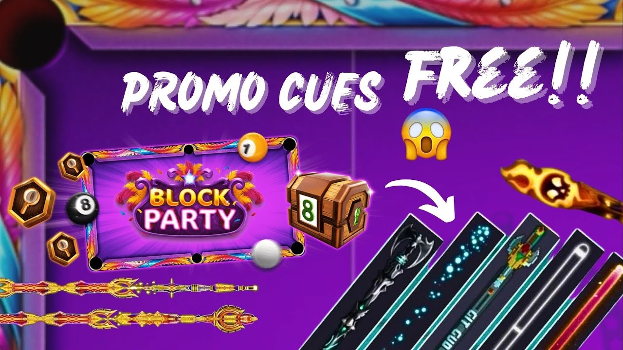 🎱 8 Ball Pool - Block Party Table Gameplay | Promo Cues Free!! 🤯 🎱