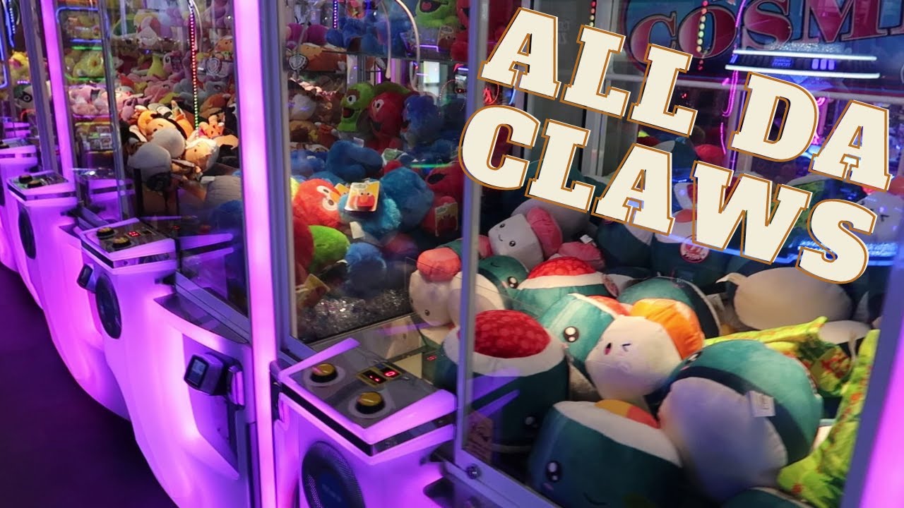 Playing ALL of the Claw Machines at the Arcade - Plush Claws, Ticket Claws, Maxi Claw