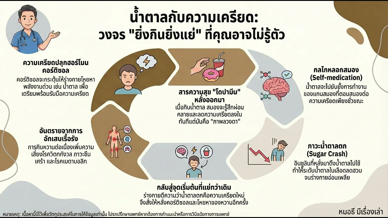 น้ำตาลกับความเครียด: วงจรที่ยิ่งกินยิ่งแย่