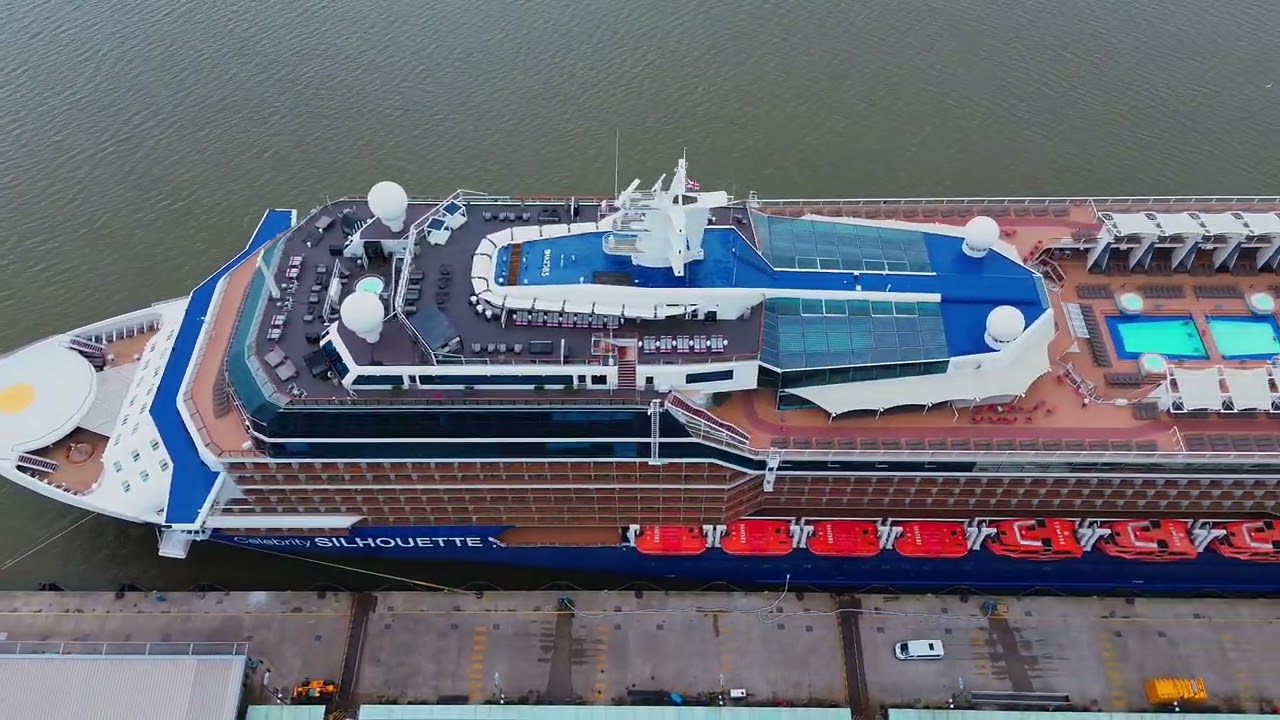 Celebrity Silhouette Cruises ship at Liverpool Drone video using DJI Mini 3.