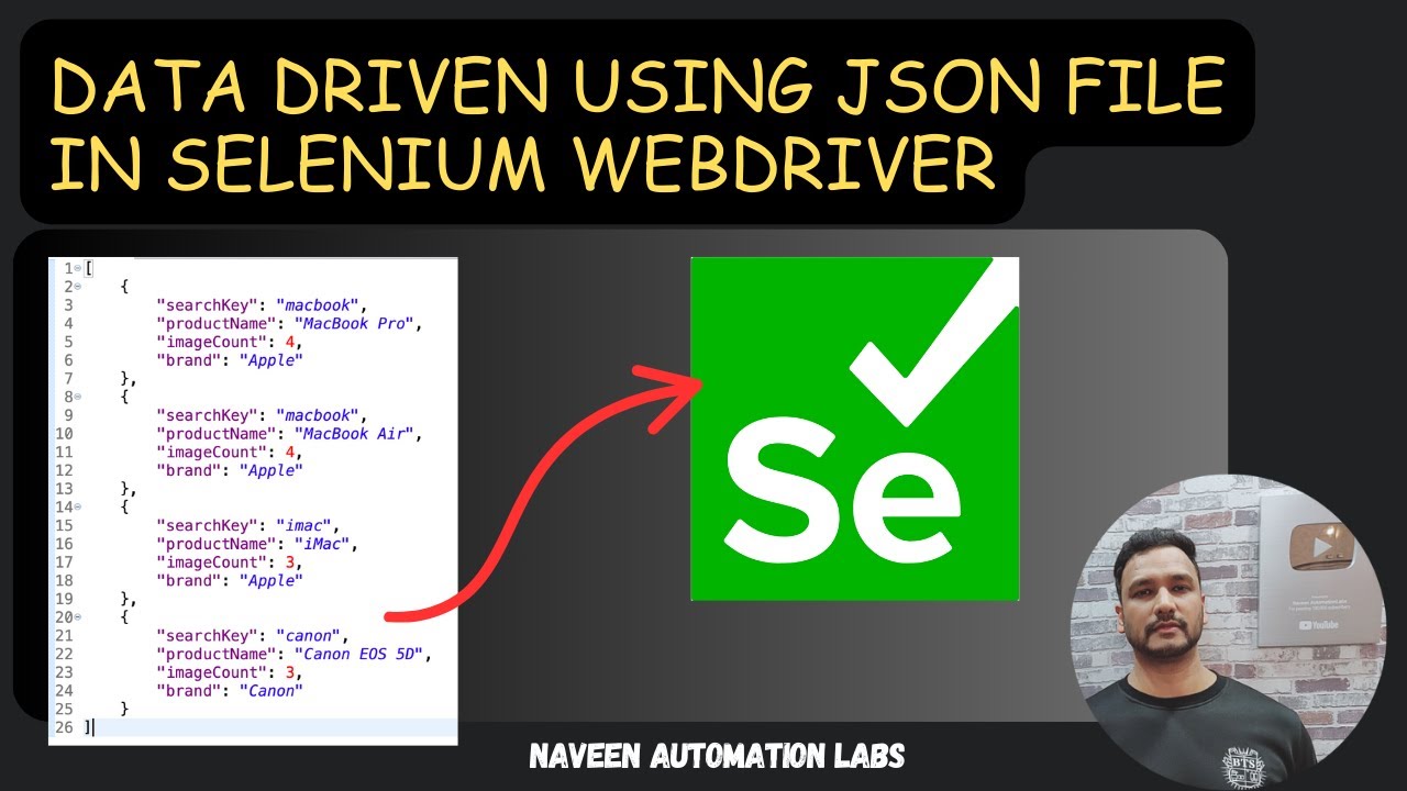 Data Driven Using JSON File in Selenium WebDriver || Get Data From JSON File - NO Apache POI API