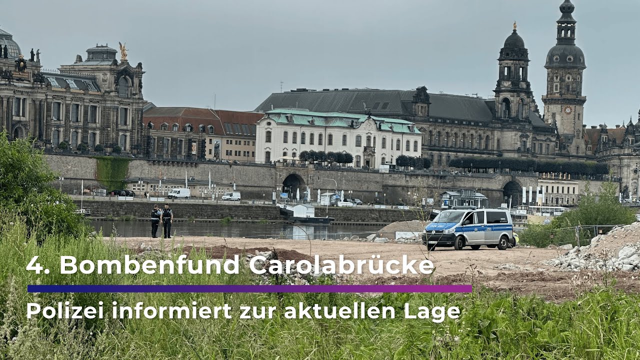 Nach erneutem Bombenfund - Polizei informiert zur Lage an der Carolabrücke I Sachsen Fernsehen
