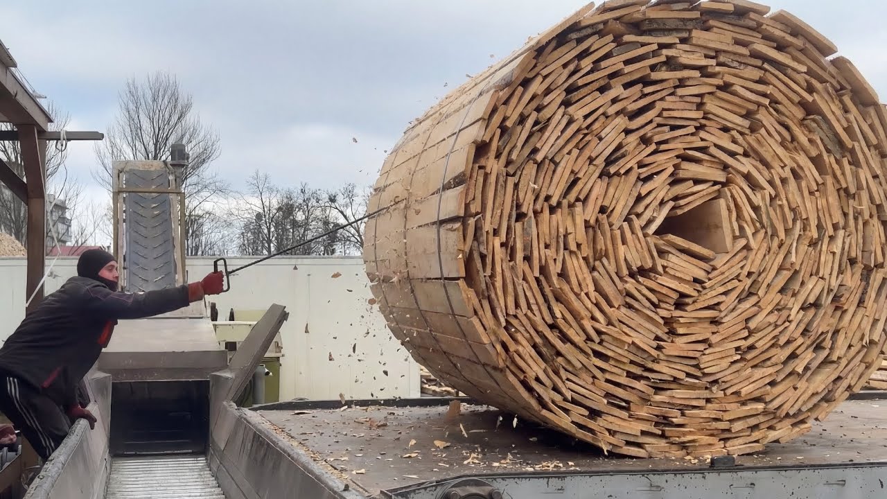 Waste-Free Sawmill — Slabs Turn Into Wood Chips