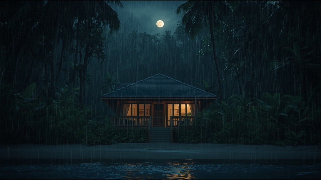 Deep Sleep During Rainy Night – Thunderstorm Rain Sounds & White Noise for Sleeping (ASMR)