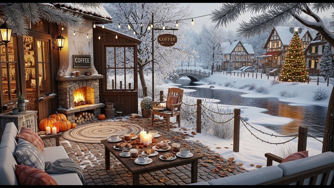 Calm Winter Morning Jazz ❄ Cozy Lakeside Porch Ambience for Relaxation