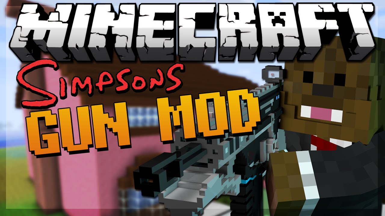 Minecraft SIMPSONS SPRINGFIELD Gun Mod 4 VS 4 Modded Minigame w/ JeromeASF & Friends!