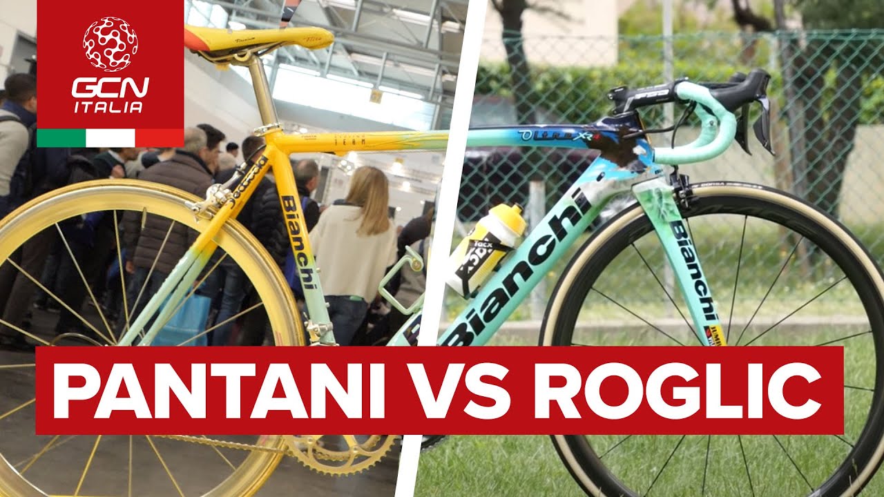 Il confronto tra la Bianchi 1998 di Pantani e quella del 2019 di Roglic