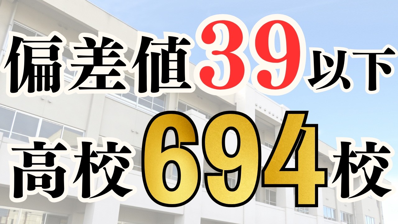 【最下位はどこ？】偏差値39以下の高校694校を紹介！