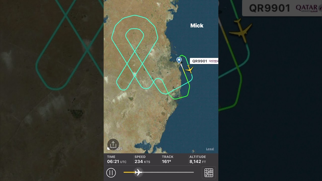 787-8 Dreamliner (A7-BCM) | with an all-women crew on-board is 'drawing' a pink ribbon in the sky