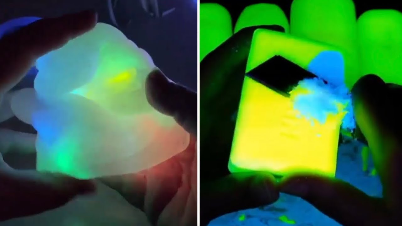 satisfying NEON SLIME videos - slime and clay mixing ASMR ☆