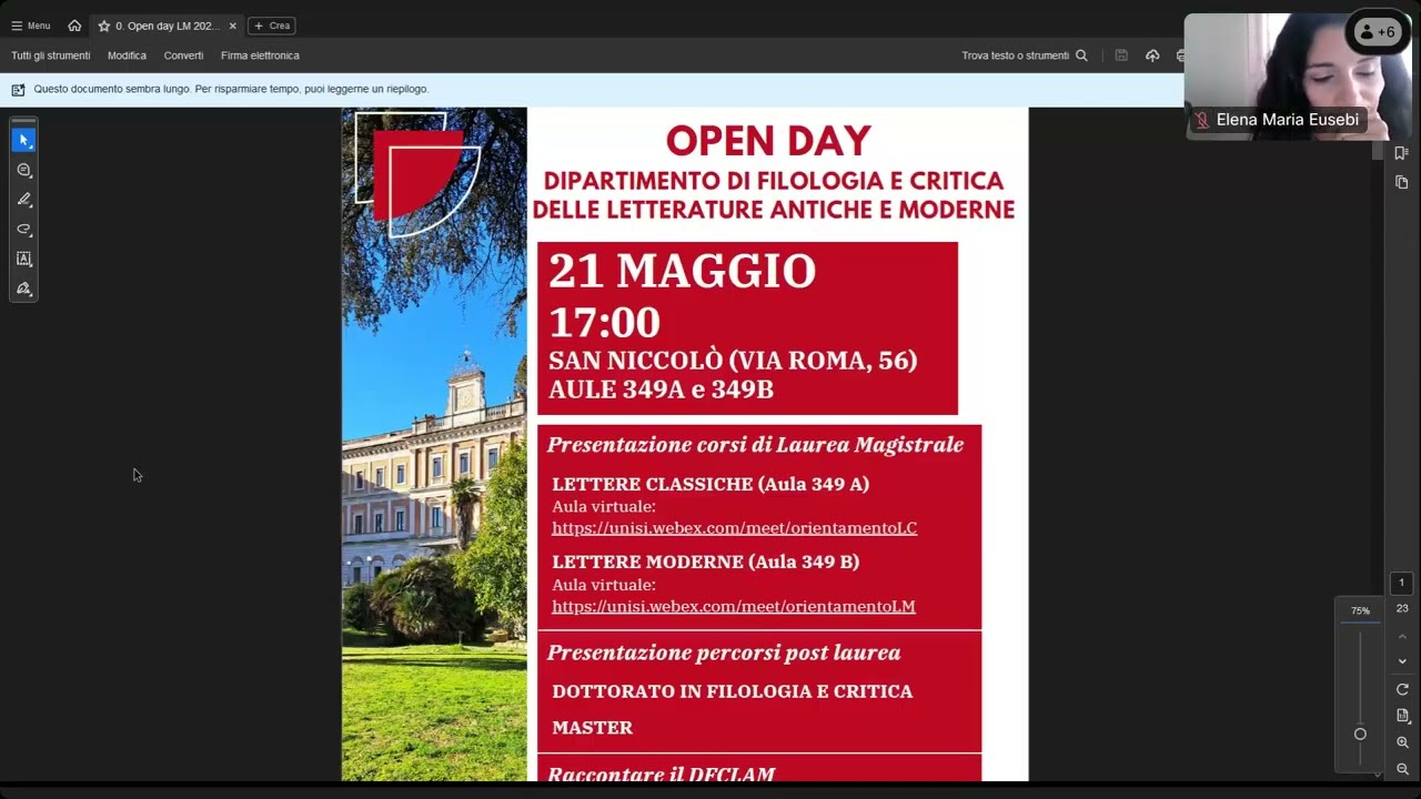 Corso di Laurea Magistrale in Lettere classiche