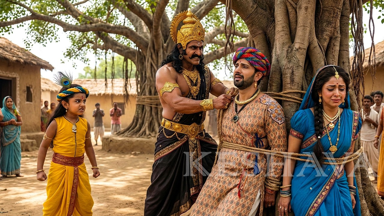 क्रूर कंस ने बाल कान्हा के सामने मैया-बाबा को वृक्ष से बाँध दिया || YMKN || Shree Krishan leela