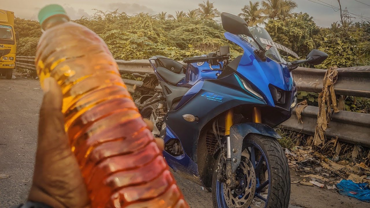 Yamaha R15 V4 mileage test 🔥 with pillion🤔/ vishnu gaja ❤️