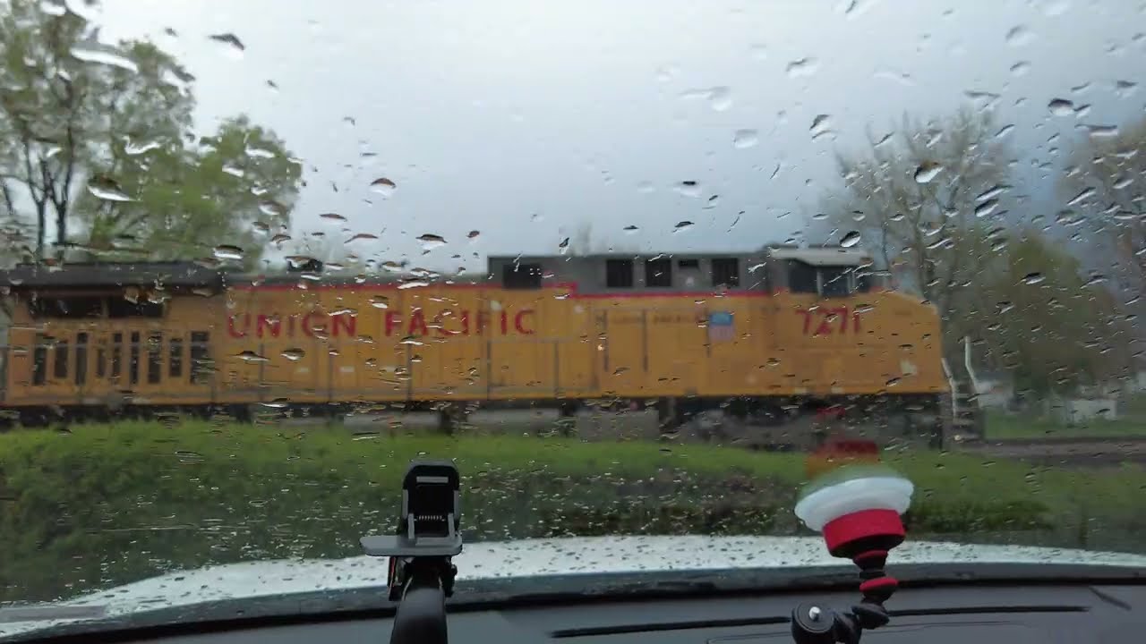 1st Video of Union Pacific Train at Railroad Park in Rochelle in 4K on April 16, 2024