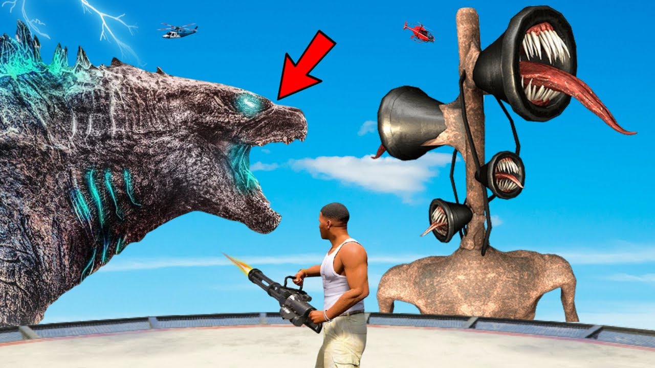 SIREN HEAD vs GODZILLA Fight AND Destroys Los Santos In GTA 5 | EPIC BATTLE