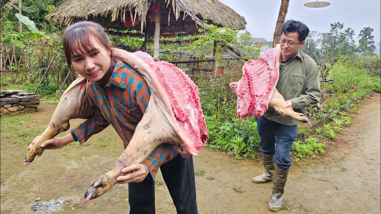 180 Husbands return home: Building a life - Making smoked pork - Picking fruit - Baking | Rural life