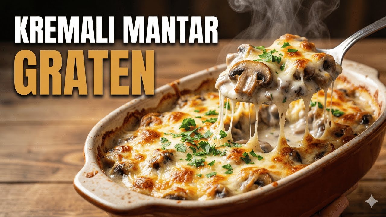 Fırında Kremalı Mantar Graten Tarifi! 🍄✨ En Şık ve En Kolay Yan Yemek