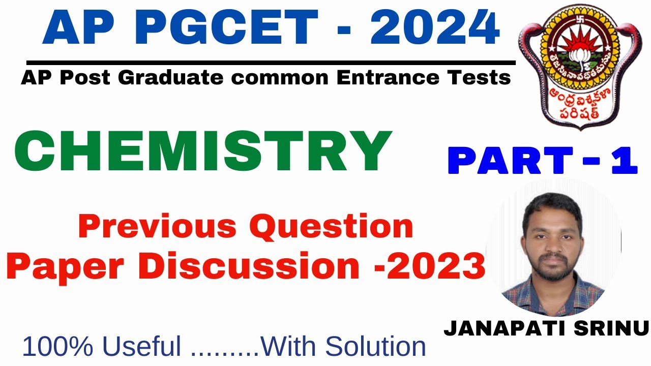 AP PGCET 2024 | APPGCET 2023 Chemistry Question Paper | APPGCET Chemistry Paper explanation | Part-1