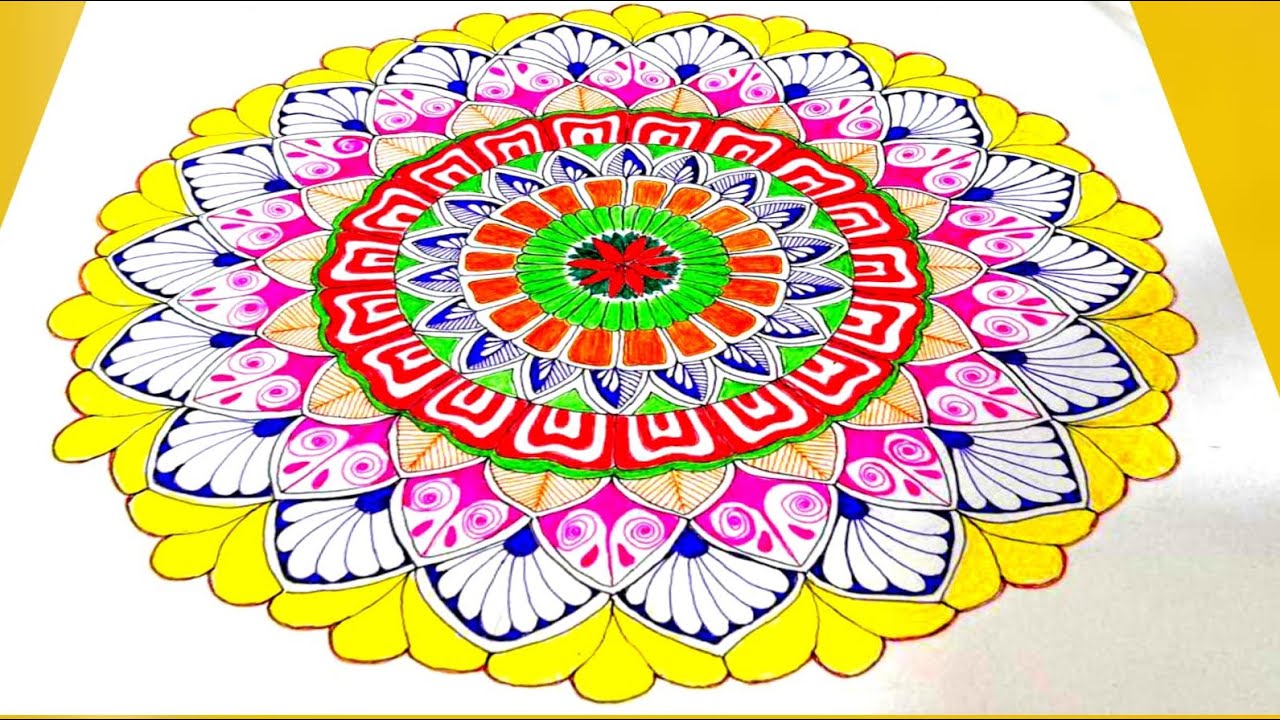 Beautiful Colorful Mandala Drawing | Easy Mandala Art for Beginners